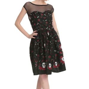 Hell Bunny Skull Rose Illusion Fit & Flare NWT